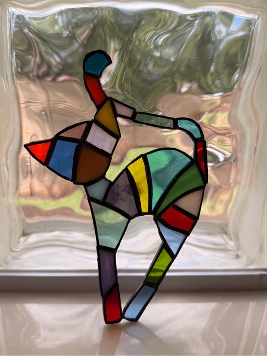 Handmade Other - Handcrafted Multicolor Stained Glass Cat Suncatcher